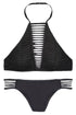 Sexy Black High Neck Tankini Set Swimwear